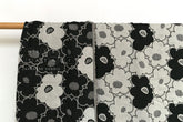Japanese Fabric Yarn Dyed Woven Jacquard Bold Floral - grey, black - 50cm
